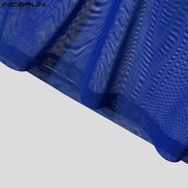 INCERUN Мужские майки без рукавов с глубоким V-образным вырезом, прозрачные сетчатые