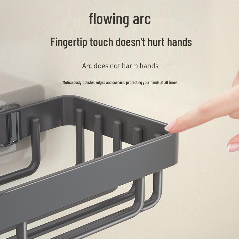 Rustproof Carbon Steel Wall-Mounted Drainage Shelf - Waterproof, Punch-Free, Multifunctional Bathroom Storage