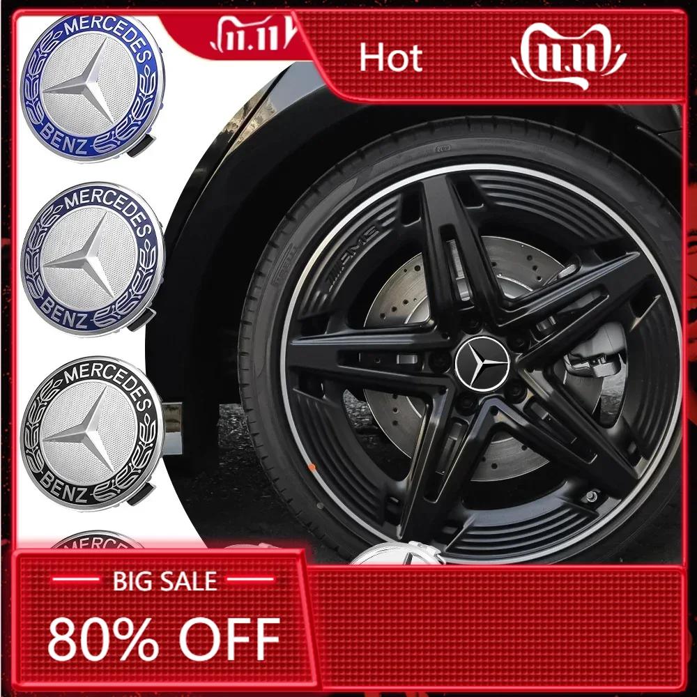 2025 Hot 4 Pieces/Set 75mm For Mercedes Benz AMG W203 W206 W220 W205 W211 W212 Car Wheel Center Hub Caps Benz Emblem Tire Rim Co