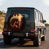 Skeleton Flame Pattern Tire Cover, Polyester Material, Unique Design, Non-Slip, Easy Installation, Fits Various Vehicles, Ideal