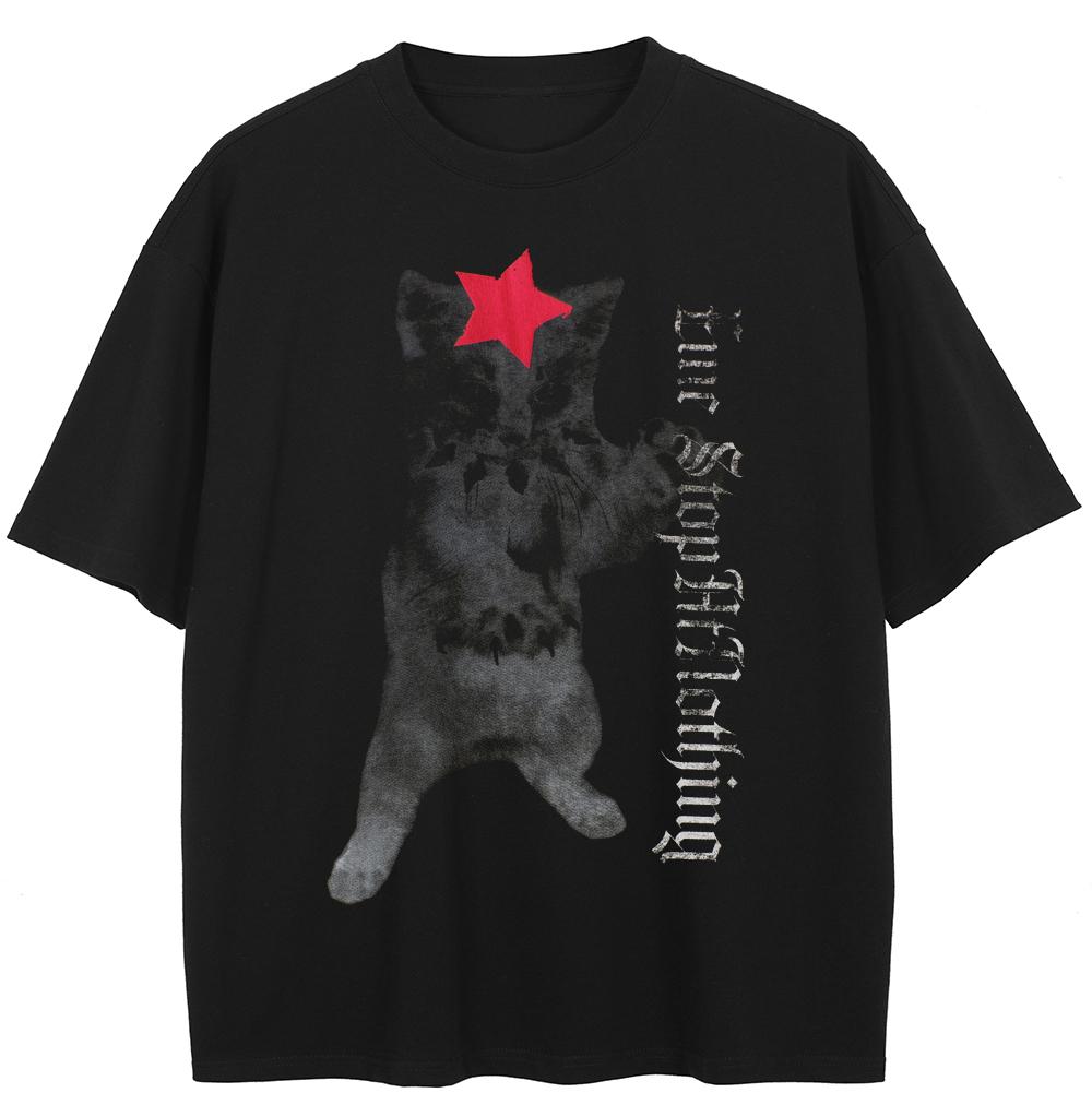 Уличная одежда Bothsides Funny Cat Graphic T-Shirt Хлопковая футболка Унисекс Топы Футболки Летняя футболка с короткими рукавами