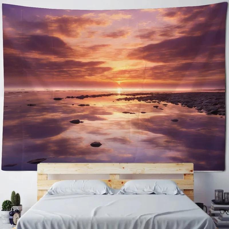 Home Wall Decoration Tapestry Outdoor Scenery Beach Background Office Living Room Tapestry