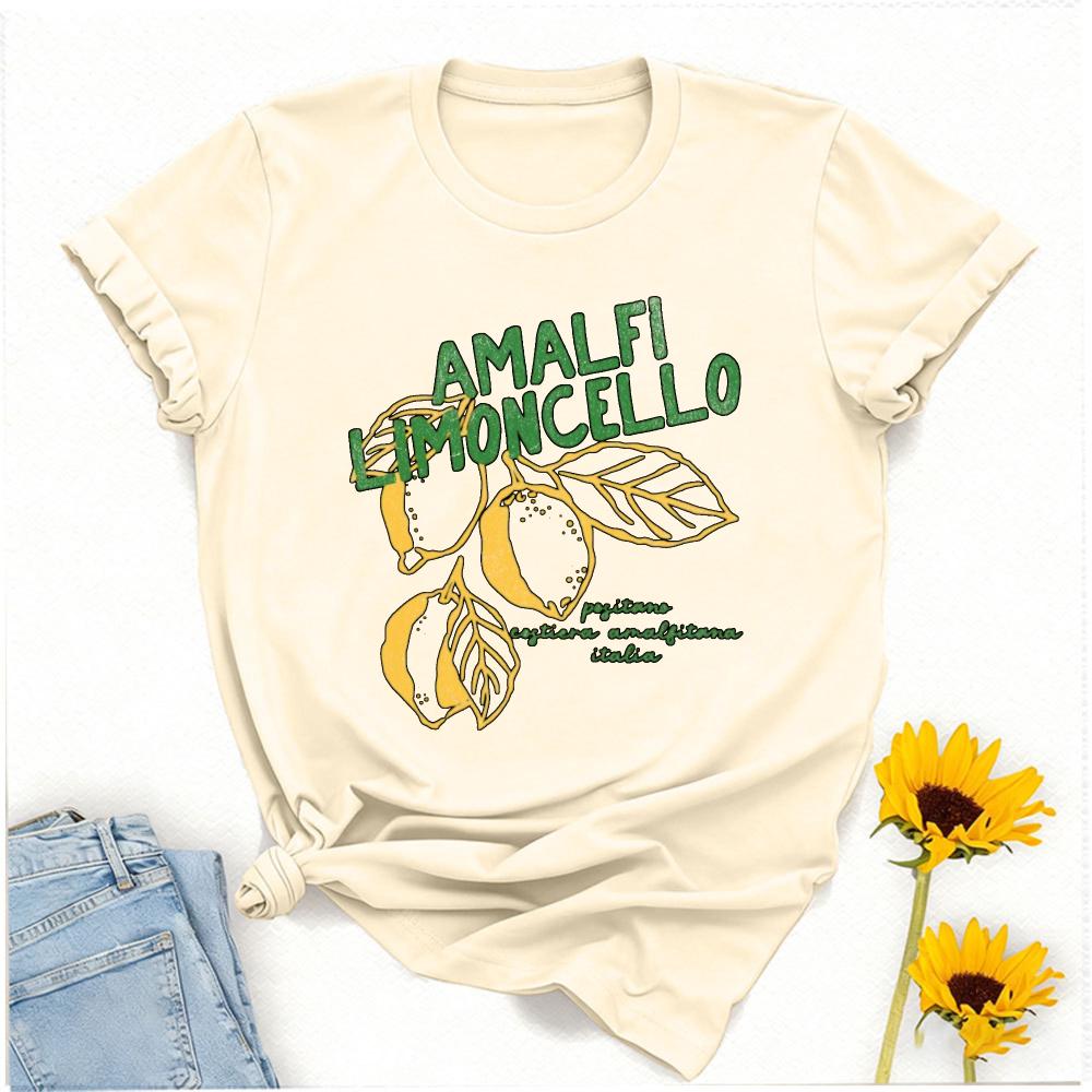 Vintage Lemon Graphic Cotton Tshirt Italian Boho Limoncello Design Comfort Colors Crew Neck Short Sleeve Retro Trendy Tee Tops