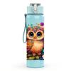 1PC Colorful Floral Owl Bird 750ml Color Plastic Sports Water Bottle Leakproof Flip Straw Lid Suitable for Sports Office Home Use