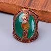 Овальный зеленый халцедон драгоценный камень кольцо вечности гальванопластика бохо ювелирные изделия медь V-62