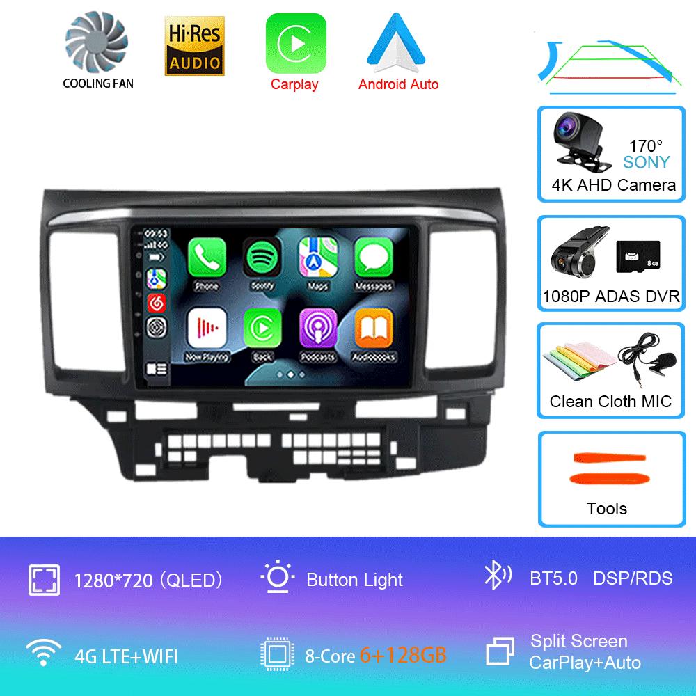 9-дюймовый Android 14 для MITSUBISHI LANCER 10 X 2008 2009 2010 2011 - 2016 автомобильный радиоприемник стерео аудио GPS-плеер Carplay автоматический экран