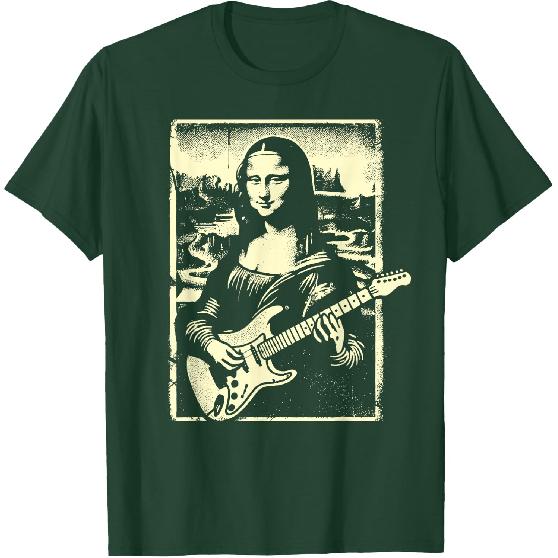 Mona Lisa Guitar Music Teacher Novelty Funny Electric Guitar T-Shirt
