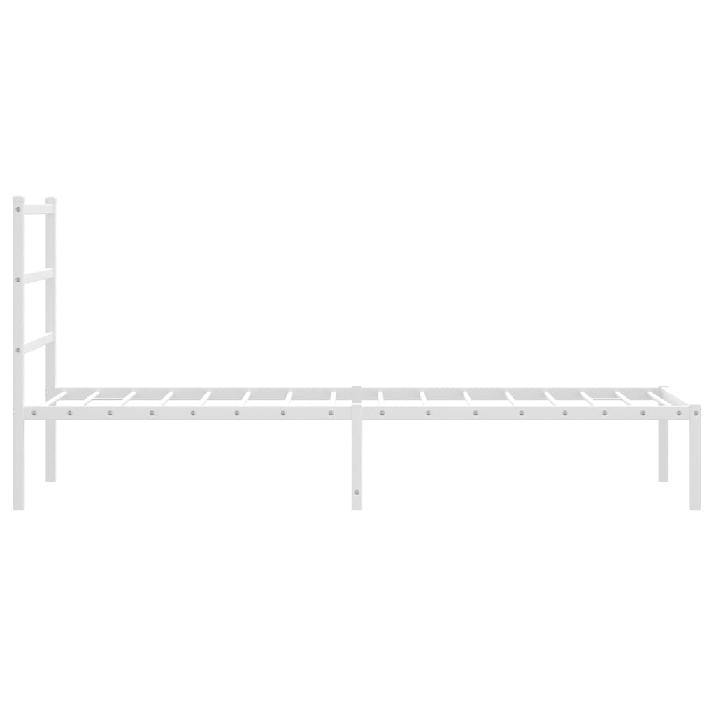 Vidaxl Металлическая кровать с изголовьем, без матраса, белая, 75x190 см