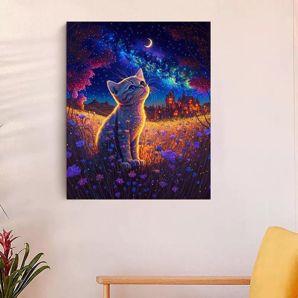 RUOPOTY Frame Diy Painting By Numbers For Adults Cat Animals Picture With Numbers Starter Kits Easy Paint Diy Gift For Home Decors