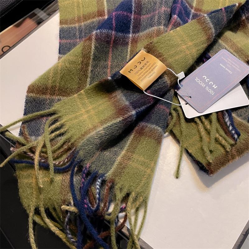 Selected Pure Wool Plaid Scarf Classic Unisex Couple Winter Warm Scarf