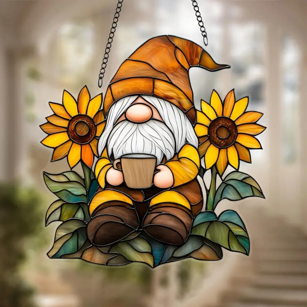 1PcDwarf Sunflower Decorative Pendant Hanging Decoration Hanging Pendant Wind Chime Suncatcher Home Window Ornament Garden Decor