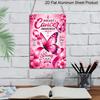2D Flat Breast Cancer Awareness Month Pink Ribbon Butterfly Floral Metal Sign - 8.0x12.0inch Aluminum Wall Art, Inspirational Hope Be Strong Support