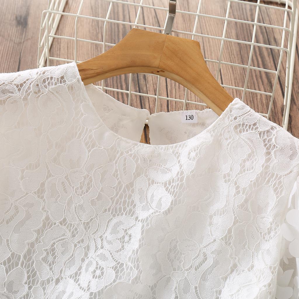 Рубашки для девочек-подростков, детская одежда, белые кружевные блузки для девочек, весенняя милая детская одежда, топы