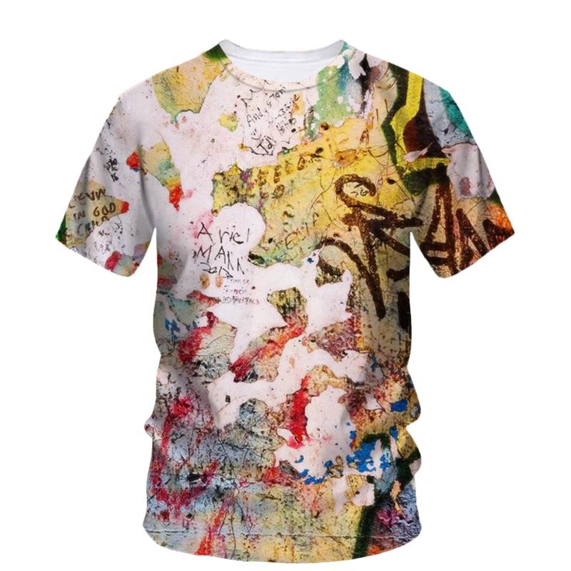 Уличная одежда Художественные футболки с граффити 3D-печать Круглый вырез Короткий рукав Летние Удобные Хип-хоп Мужские футболки