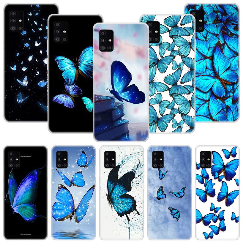 Blue Butterfly Beautiful Wing Phone Case For Samsung Galaxy A52 A32 A22 A12 A02S A50S A30S A51 A31 AA71 Note 20 Ultra 10 S10 Plu
