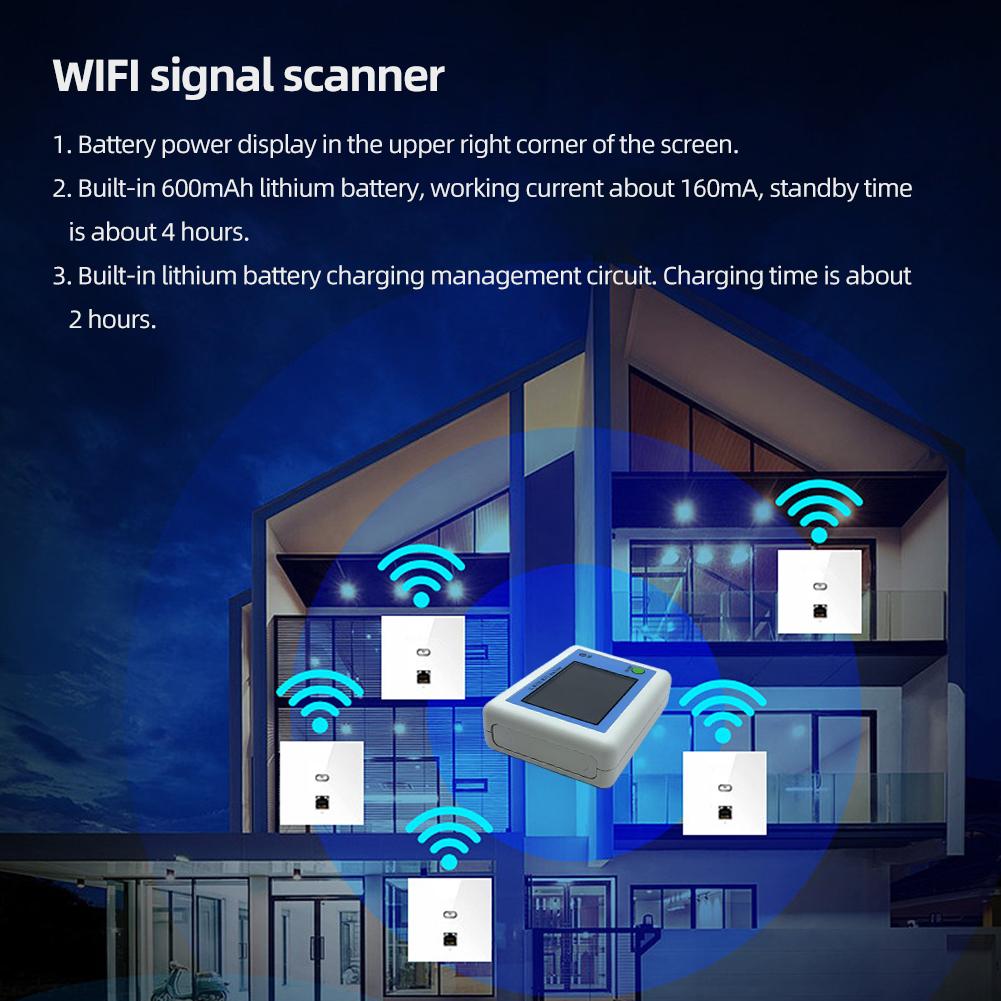Двухдиапазонный сканер WiFi-сигнала 2,4G/5G с 2,4-дюймовым TFT-дисплеем, анализатор использования сигнала, WiFi-анализатор, помощник по управлению роутером