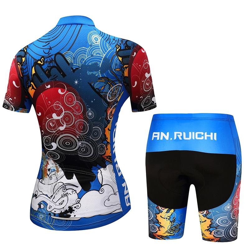 Летний комплект одежды с коротким рукавом для езды на велосипеде и принтом, женские спортивные трикотажные костюмы