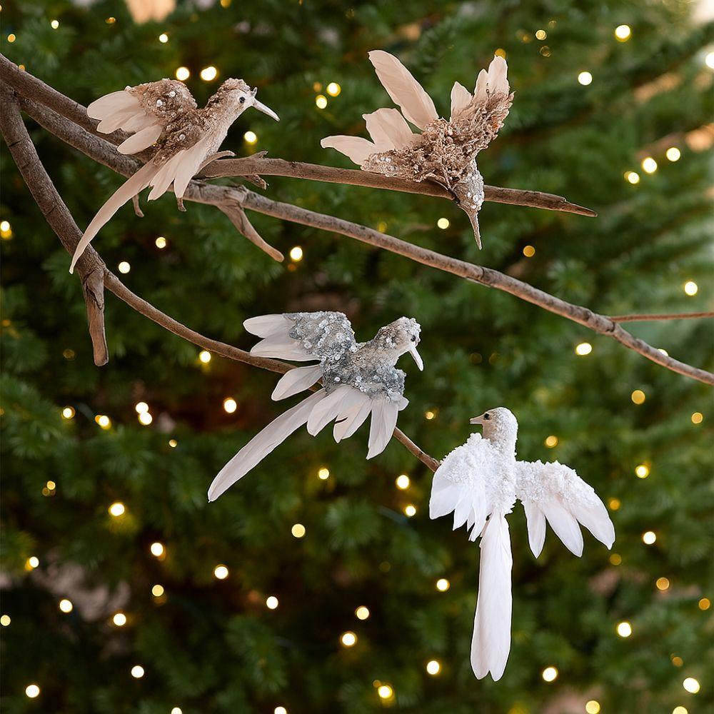 2pcs Beautiful Christmas Foam Bird Glitter Bird Clips Decorations  Wedding Decoration