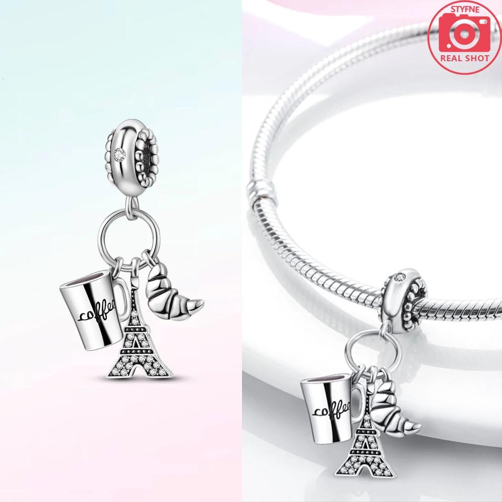 Dangle Charms Original White Heart Beads Copper Fit Bracelet Jewelry Diy For Woman Pendants Charms Fine Gift