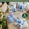 Сине-белая Рождественская наволочка с принтом, полиэстер, 45x45 см, декоративная наволочка для подушки-пледа, наволочка для диванной подушки, домашний декор