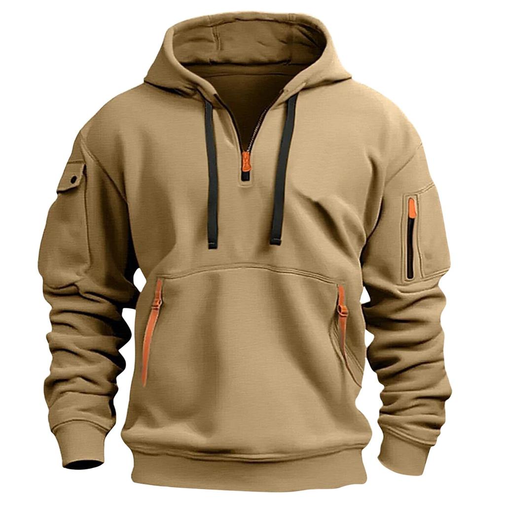 Men's Sweatshirt Hoodie Zipper Arm Pocket Cardigan Men's Sports Large Size Casual Hoodie