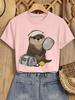 Ladies Elegant Style Gift Cute Otter Pick Ball Cartoon Fun Printed Pattern Retro Round Neck Tshirt Commuter Womens Wear