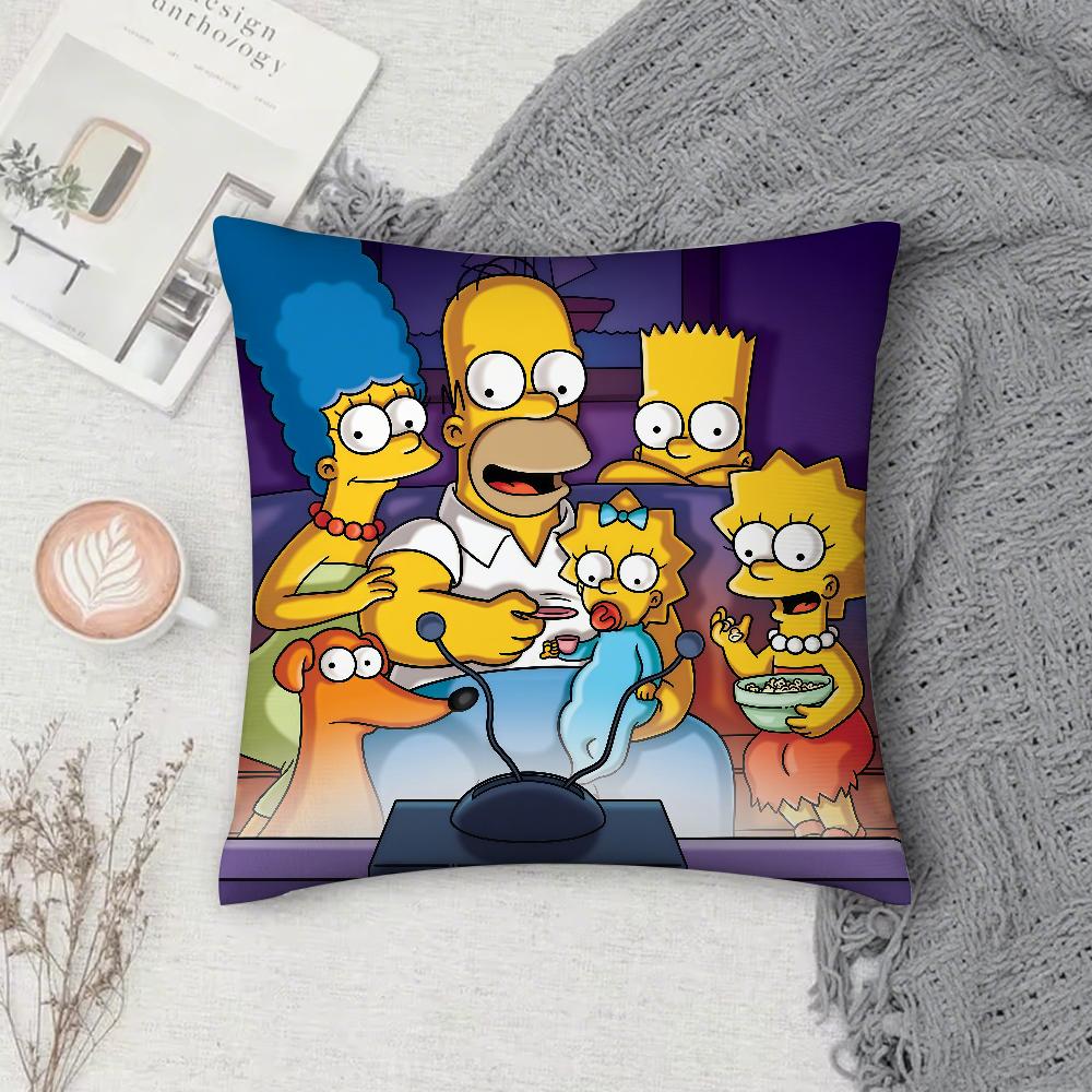 Cartoon SSimpsons Pillow Case Square DoubleSided Printing Sofa Cushion Cover Pillowcase Bedroom Bedside