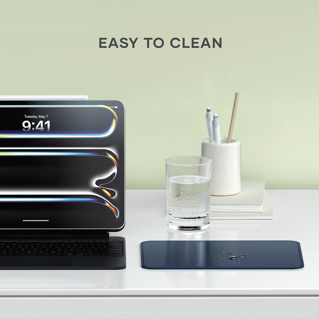 SATECHI Vegan Leather Mouse Pad Ergonomic Reversible Mouse Scratch and Water Easy To Clean Perfect Desk Mouse Pad for Office or X X - Pad, Resistant,