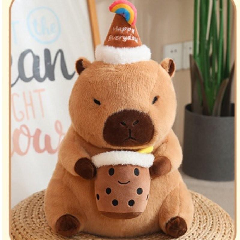 Adorable Capybara Plush Toy With Cartoon Flower Design For Cozy Home Decor