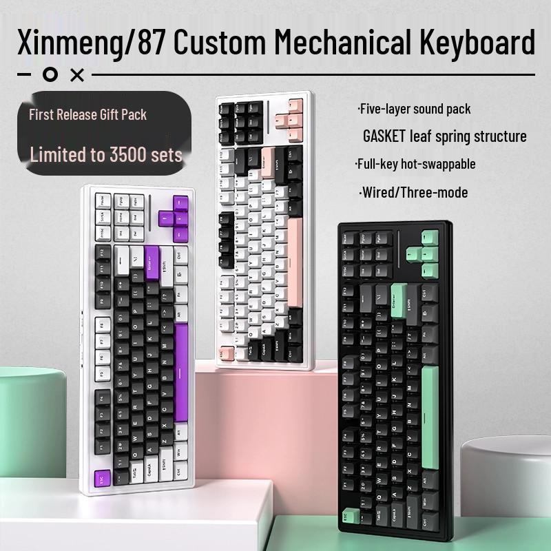 Беспроводная RGB механическая игровая клавиатура Xinmeng M87 с Bluetooth, настраиваемая, с горячей заменой свитчей, проводной/беспроводной режимы