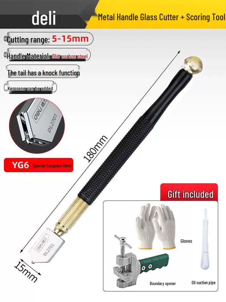 Стеклорез Deli Diamond: Прецизионный инструмент для толстого стекла и керамической плитки