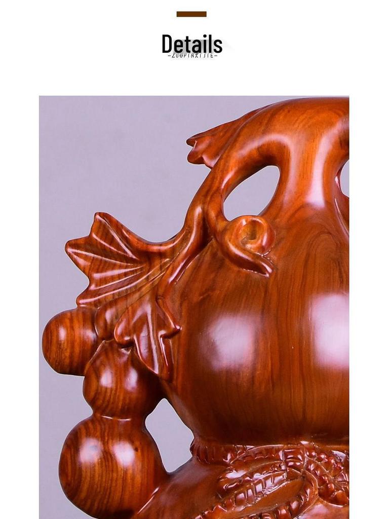 Большой ornament Фу Лу из красного дерева в форме груши - Украшение для гостиной и ручной работы подарок