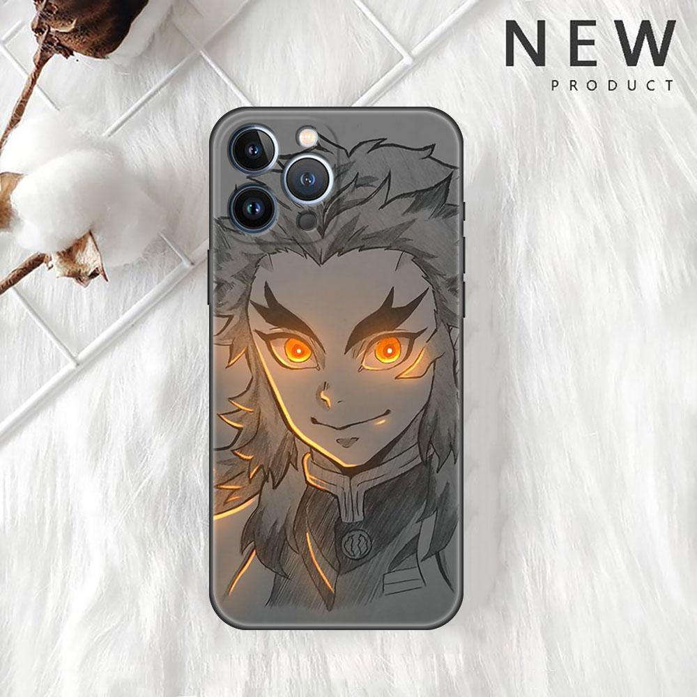 Чехол Funda для Apple iPhone 14 11 13 7 12 Pro 7 XR XS Max 8 Plus 6 14Pro 13Mini, черный мягкий чехол для телефона аниме Demon Slayer