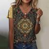 2026 Summer Breathable Comfortable Vintage 3D Floral Print V Neck Shirt Daily Home Short Sleeve T-Shirt Plus Size… More