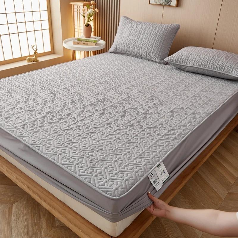 Толстый наматрасник из 100% хлопка высшего качества, чехол для королевской кровати из чистого хлопка, антибактериальный простынь, постельное белье без наволочки