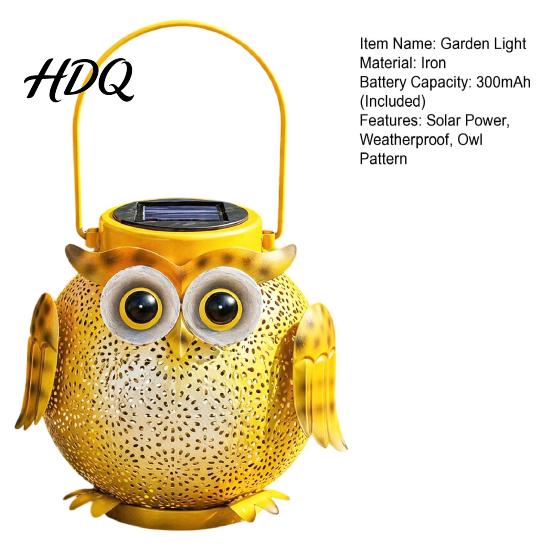 Decorative Solar Lantern Light Owl Design Garden Decor Outdoor Waterproof Metal Hanging