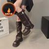 Winter New Platform Zipper Women Long Boots Plush Ladies Elegant Knee High Boots Shoes Thick Bottom Boots