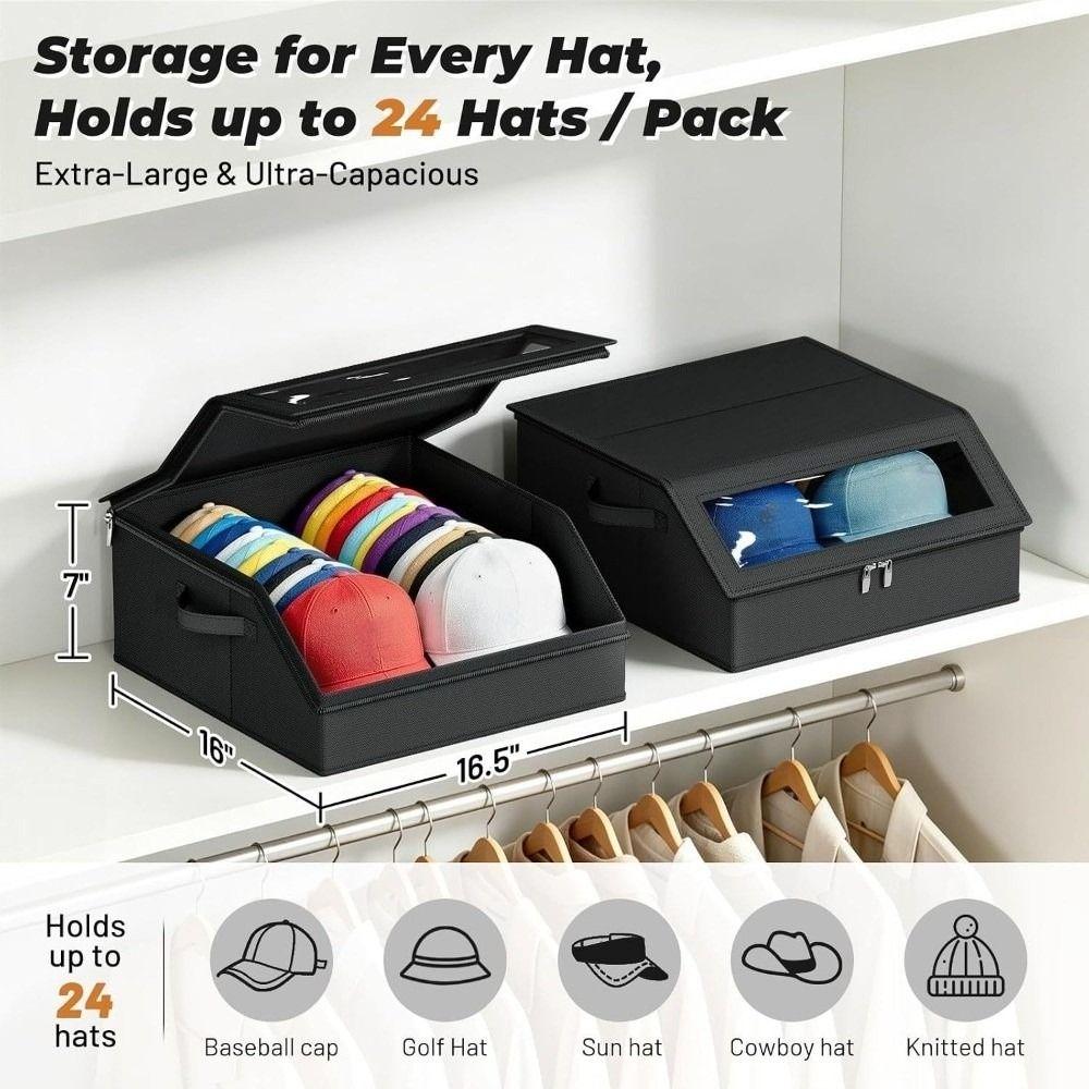 24 Cap Capacity Stackable Hat Organizer Non-woven Cap Storage Case Foldable Hat Box Closet Storage