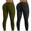 2PC Women Fashion Print Yoga Pants Plus Size Casual High Waist Sport Pants