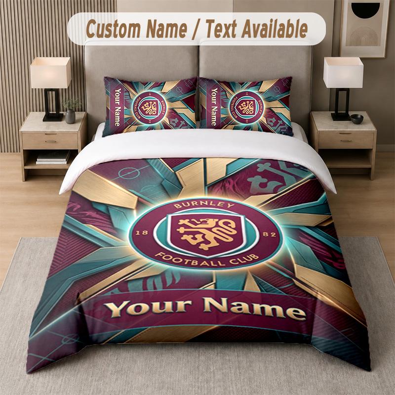 Burnley Football Design Bedding Set Custom Text 1 Duvet Cover & 2 Pillow Cases