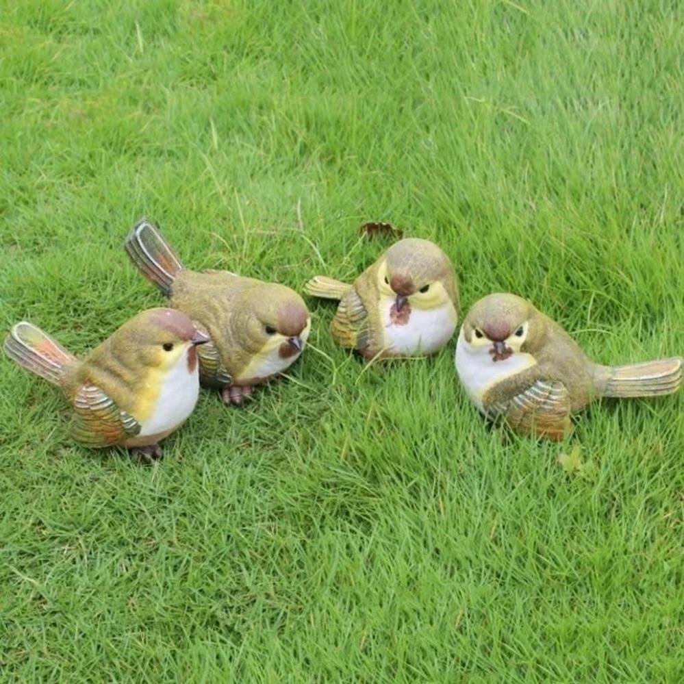 4 шт./комплект Натуральные Имитирующие Смоляные Птицы Садовый Набор Декоративные Поделки для Помещений Маленькие Украшения Декор Сада