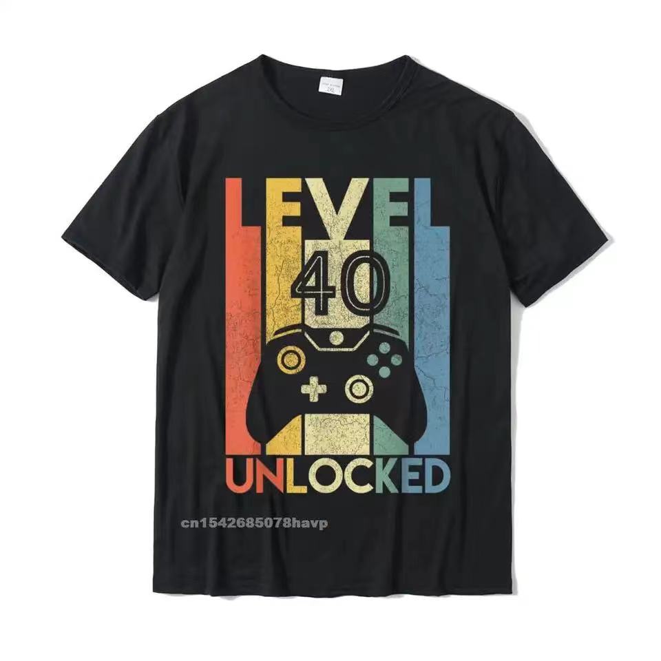 Level 40 Unlocked Funny Video Gamer 40th Birthday Gift T Printed On For Unisex Wholesale Cotton T Shirts Party 80187