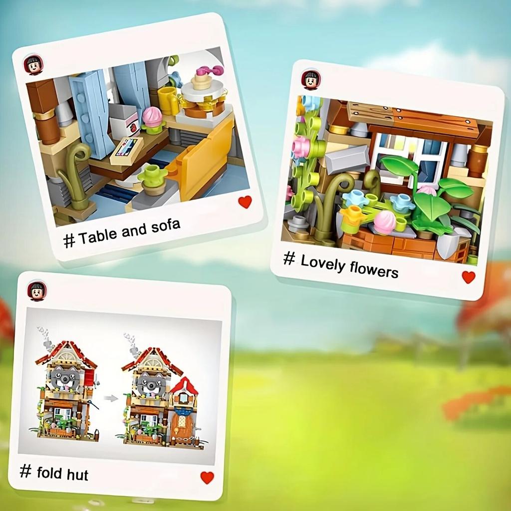 Мини-лесная хижина с видом на улицу, комплект строительных блоков для дома, набор кирпичей «сделай сам» для детей/взрослых, рождественский подарок