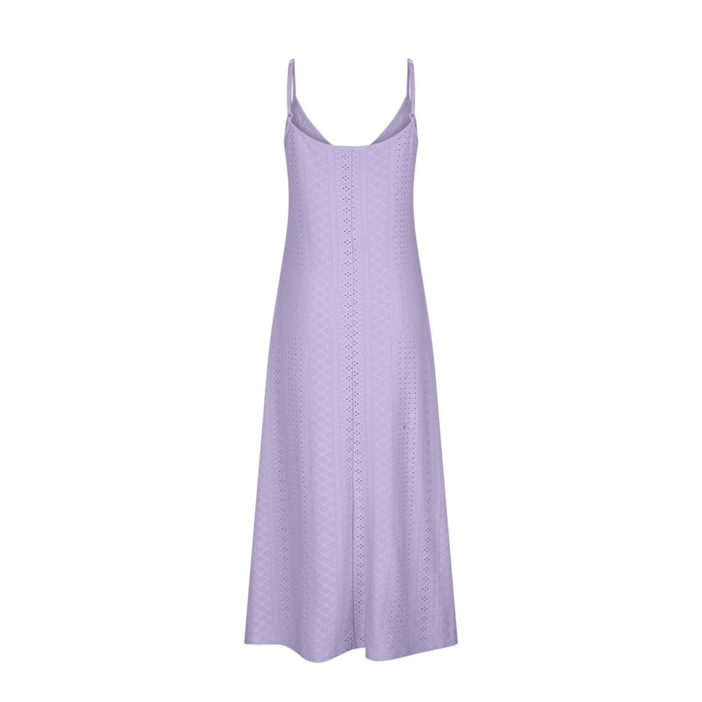 Women's Hollowed Out Vacation Long Dress Color Sleeveless Suspender V-neck Dress