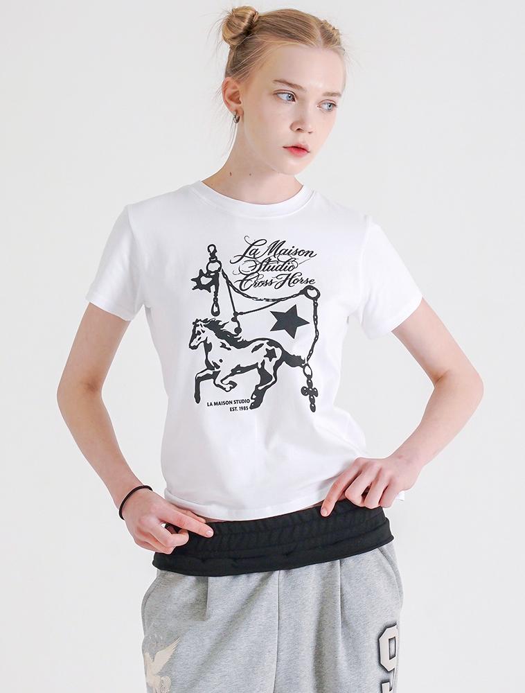 LA MAISON STUDIO Футболка с коротким рукавом Pony Jewelry Белая (Fcg2Ts771W)