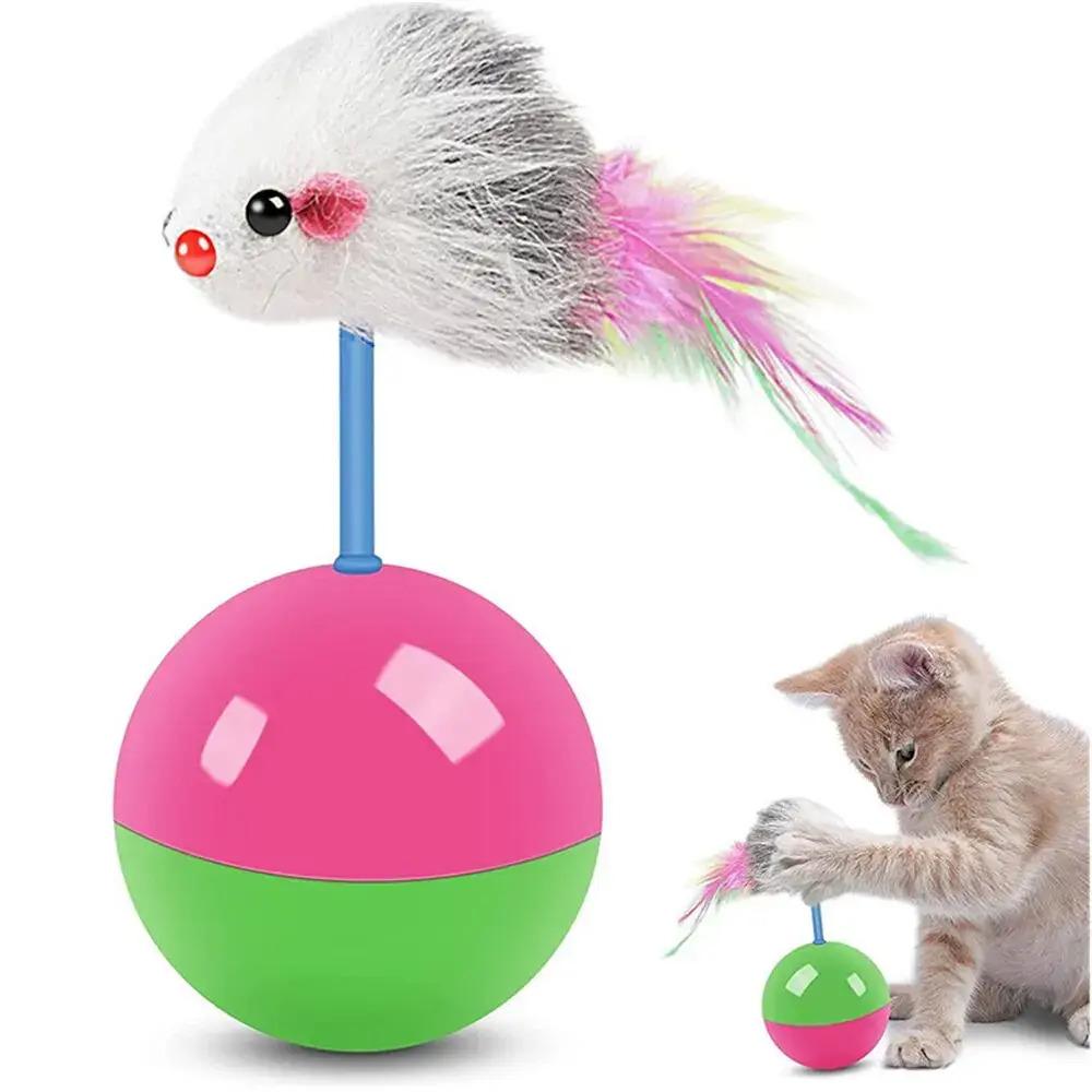 Pet Toys Self-pleasure Feather Cat Teaser Mouse Tumbler Ball Cat Boredom Relief Toys Pet Supplies