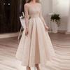 Women Elegant Sequins Mesh Long Sleeves Maxi Long Bridal Dress Host Wedding Bride Bridesmaids Party Gowns