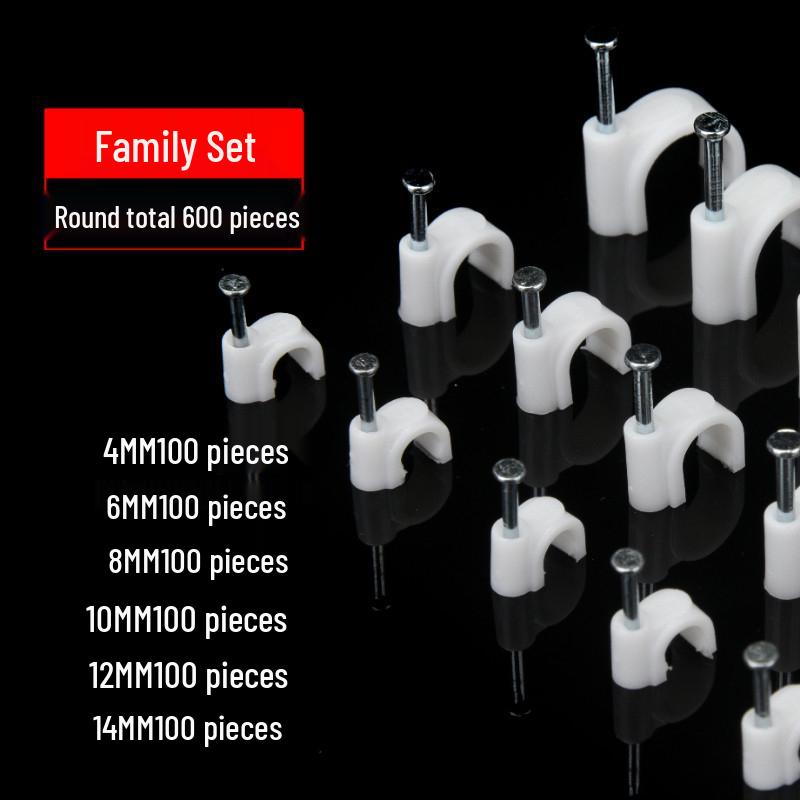 Round U-Shaped Wire Clips with Steel Nail for Wall Cable Management