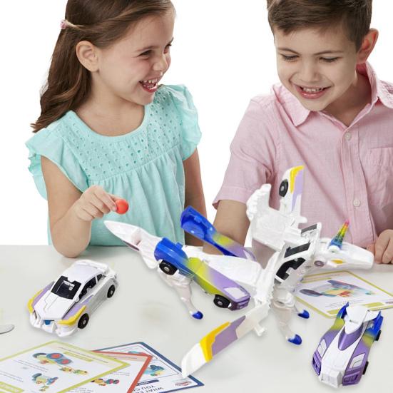2Pcs Transforming Flying Horse Car Toy for Kids Sturdy Transforming Car-Robot Gift for Boys Girls Birthday