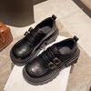 Платформа Британский стиль маленькие кожаные туфли женские осень 2025 новые универсальные лоферы на толстом каблуке, увеличивающие рост, туфли-однопедальки